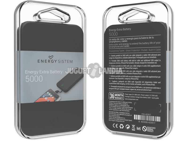 Bateria Portátil 5000 Cores Preto Sistema De Energia 422517