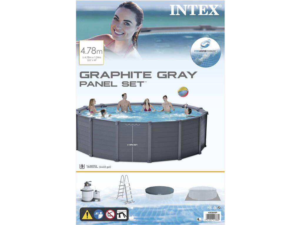 Piscine Hors Sol Graphite Gray Panel Pools 478 x 124 cm Intex 26384NP 