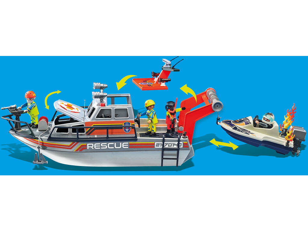 Playmobil Rescate Marítimo Operación Lucha Contra Incendios Con Yate de Rescate 70140