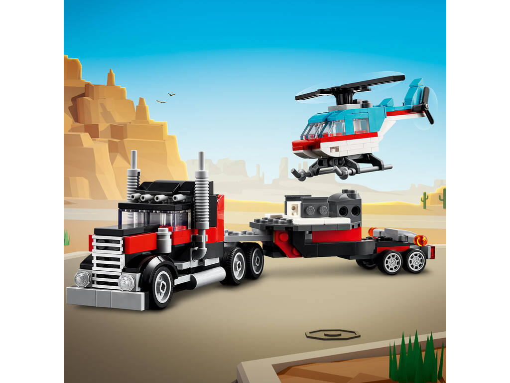 Lego Creator 3 en 1 Camion plate-forme avec hélicoptère 31146