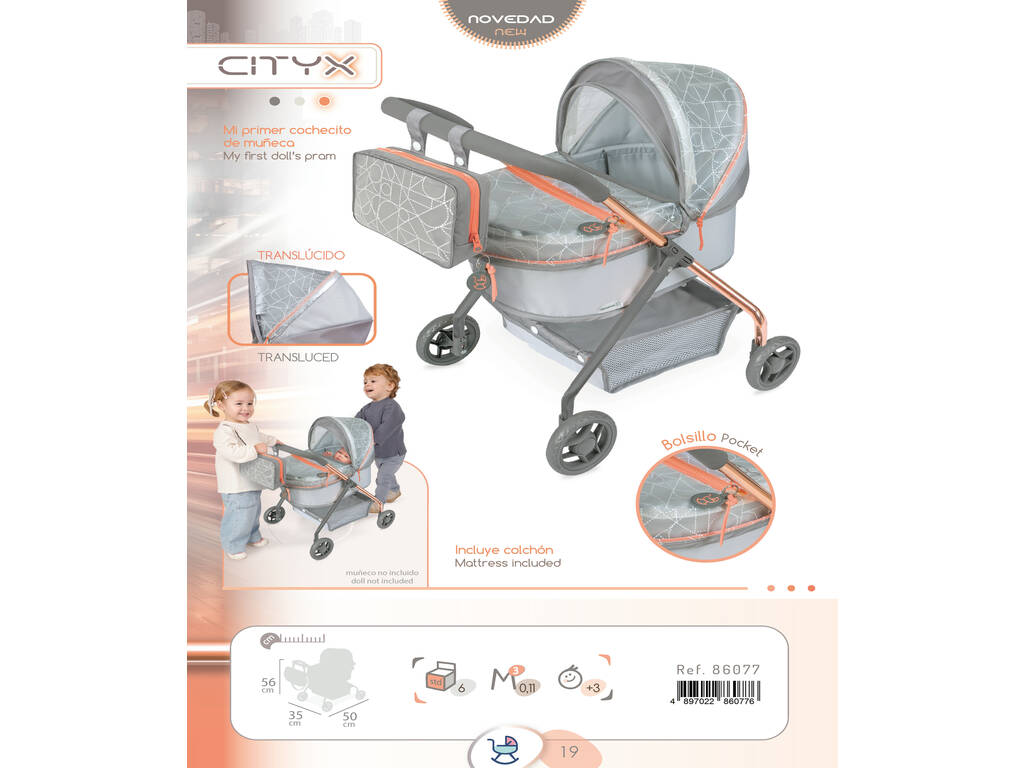 Passeggino per bambole Il mio primo passeggino Cityx DeCuevas 86077