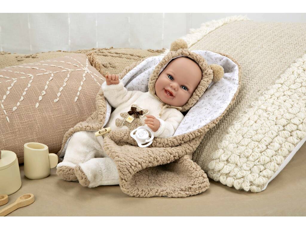 Muñeca Elegance Babyto Marrón 35 cm. con Manta de Arias 60828