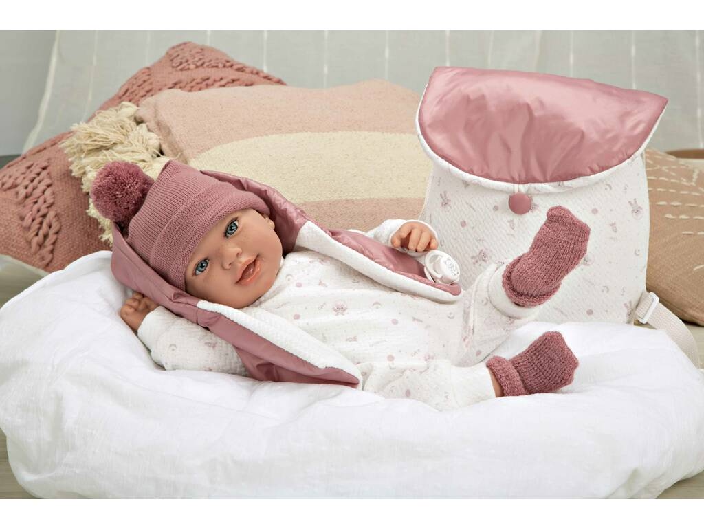 Puppe Baby Elegance Adi Rosa 45 cm mit Rucksack Arias 65376