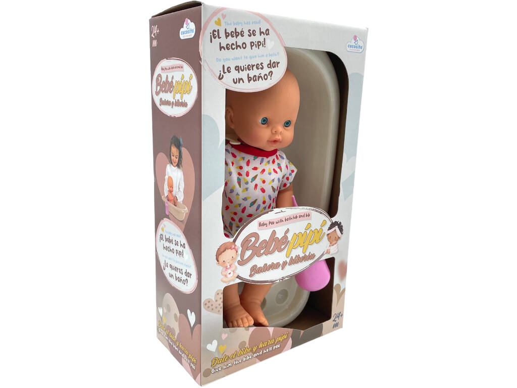 35 cm große Pipí Babypuppe mit Badewanne und Fläschchen