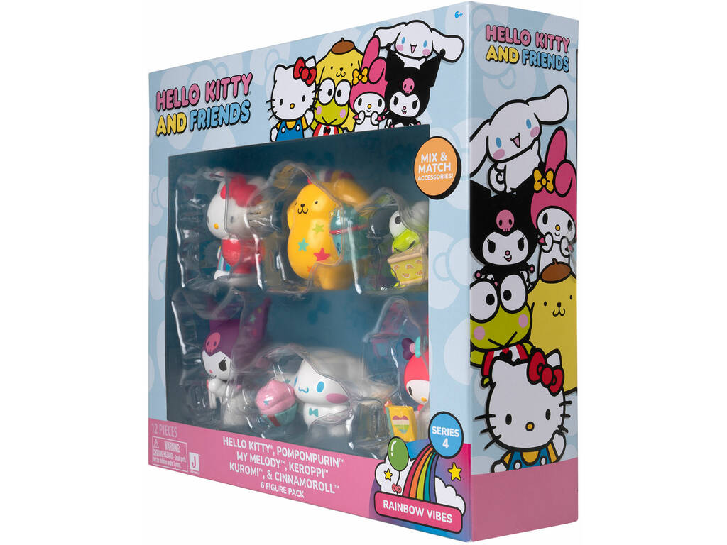 Hello Kitty And Friends Pack 6 figurines Rainbow Vibes avec accessoires