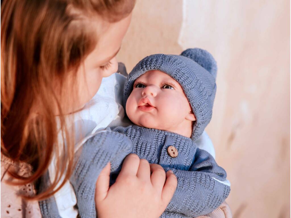 Poupée Reborn Alberto de 40 cm avec sac de couchage bleu