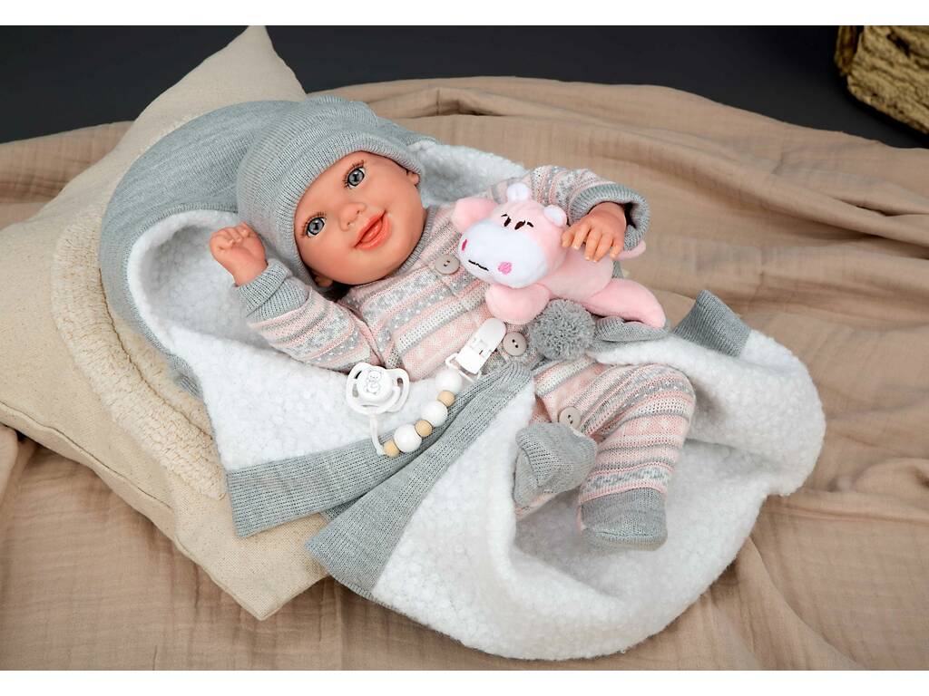 Poupée Reborn Nadia de 40 cm avec couverture et peluche