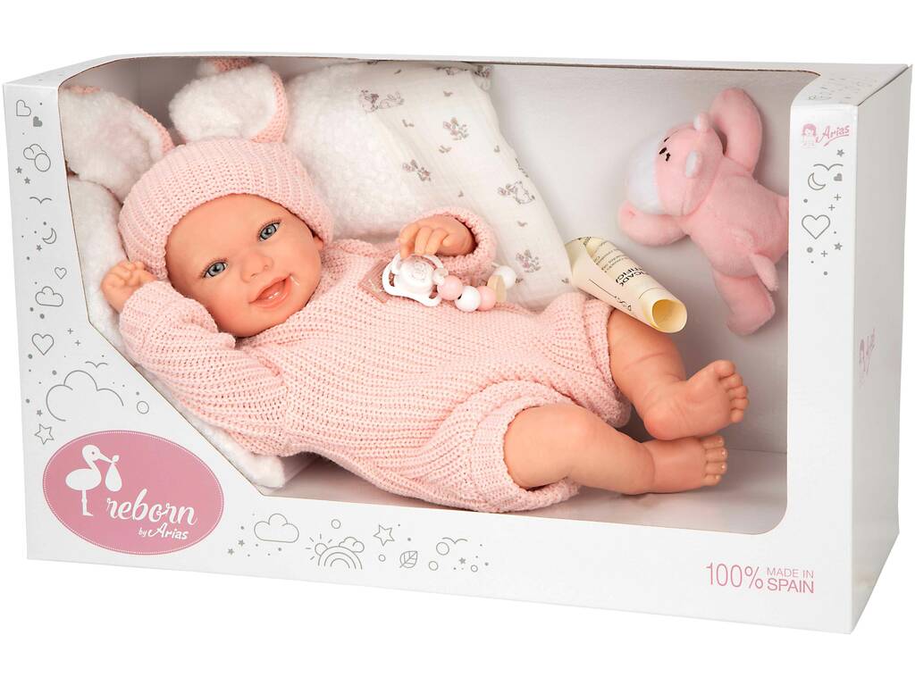 Poupée Reborn Lucia de 45 cm avec coussin et peluche