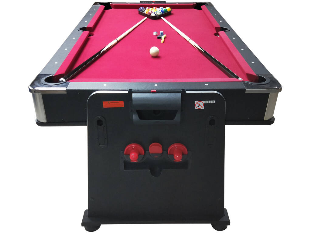 Table multijeux rotative 4-en-1 Olimpus 203,5x112x81 cm avec plateau rouge
