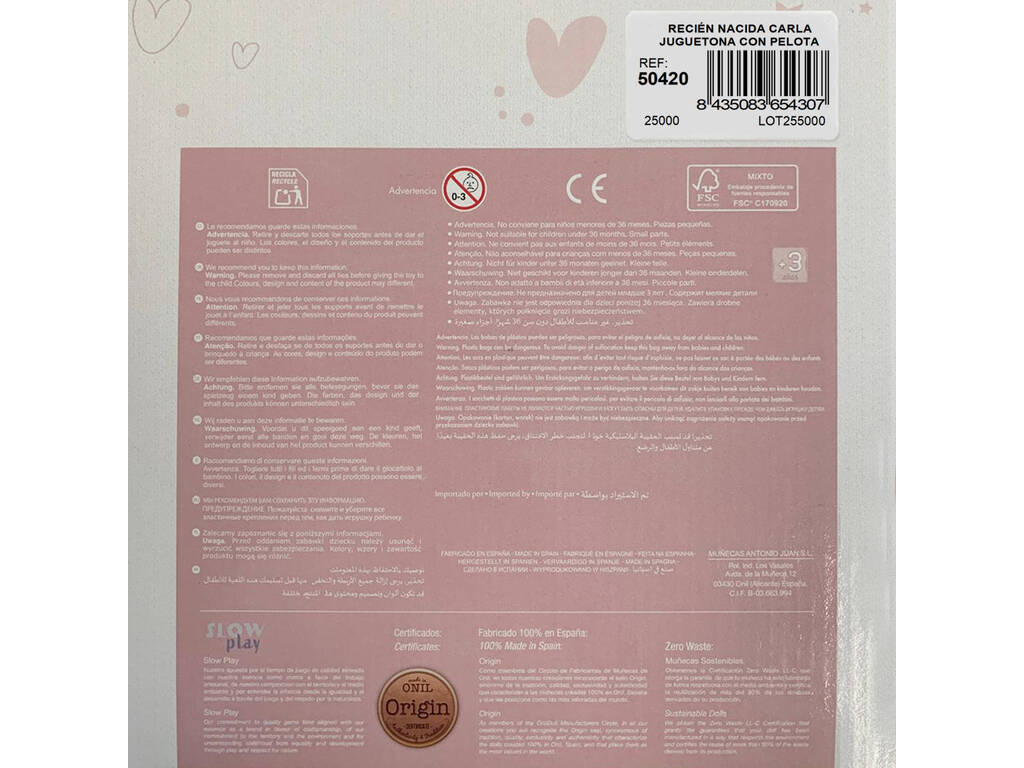 42 Cm Carlo Newborn Baby Doll With Ball