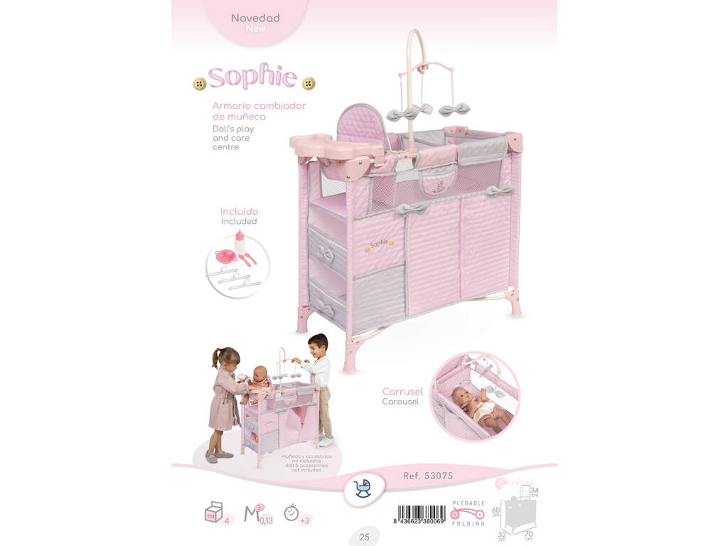 Armoire à langer pliable Sophie avec accessoires