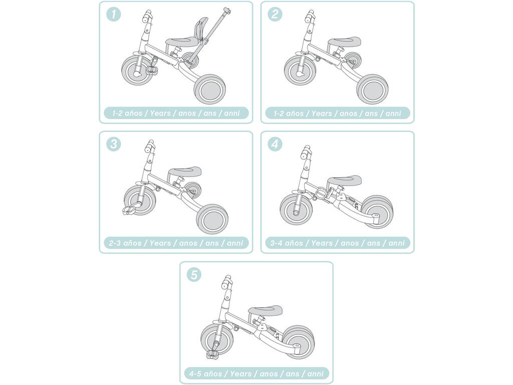 Tricycle multifonction Gyro 5 en 1 Couleur Gris