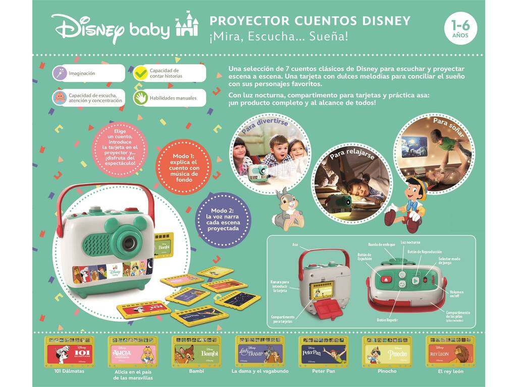 Disney Baby Proyector de Cuentos Disney con 7 Cuentos