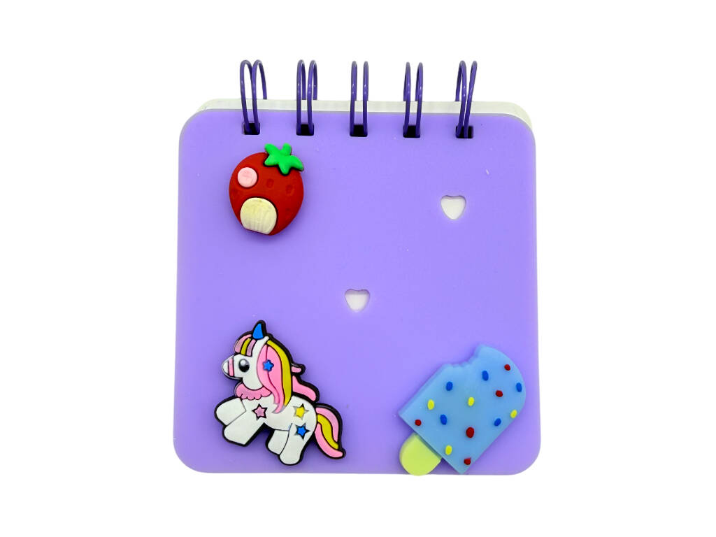 Carnet A7 violet perforé avec 50 pages et 3 épingles décoratives