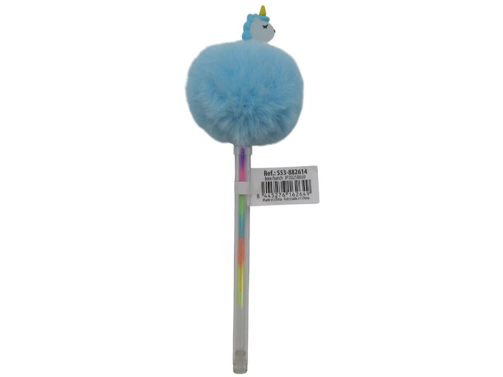 Stylo à bille Multicolore Pompom et Licorne 19 cm