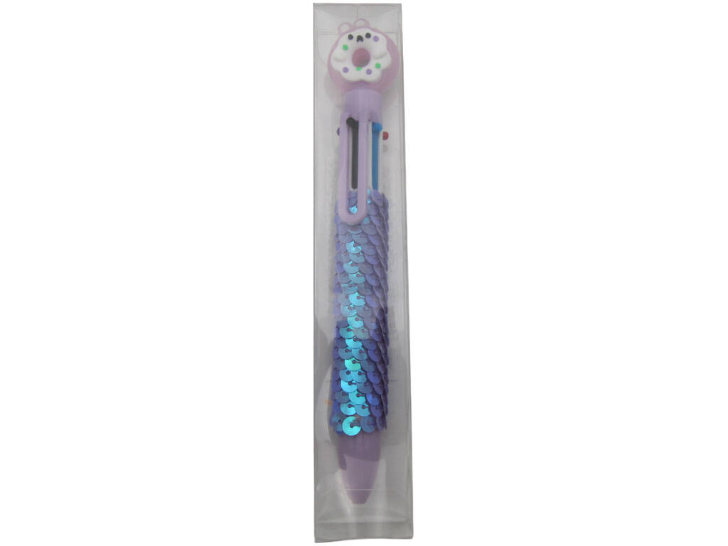 Stylo à bille 6 couleurs avec donut de 16,5 cm