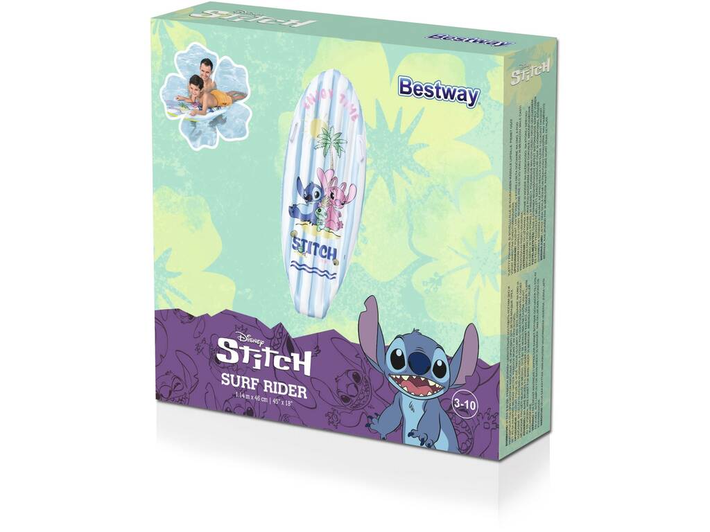 Disney Stitch Matelas gonflable pour planche de surf 114 x 46 cm Stitch et Angel Bestway 9104V