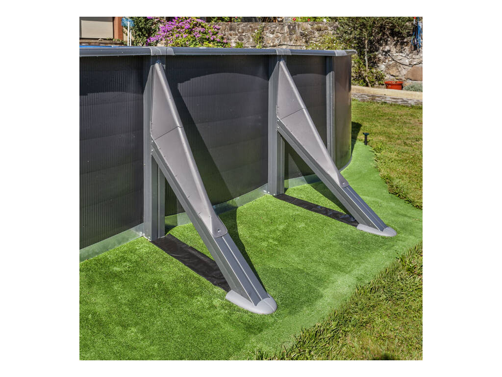 Piscina ovale Aspetto antracite 730 x 375 x 132 cm Gre KITPROV738GY