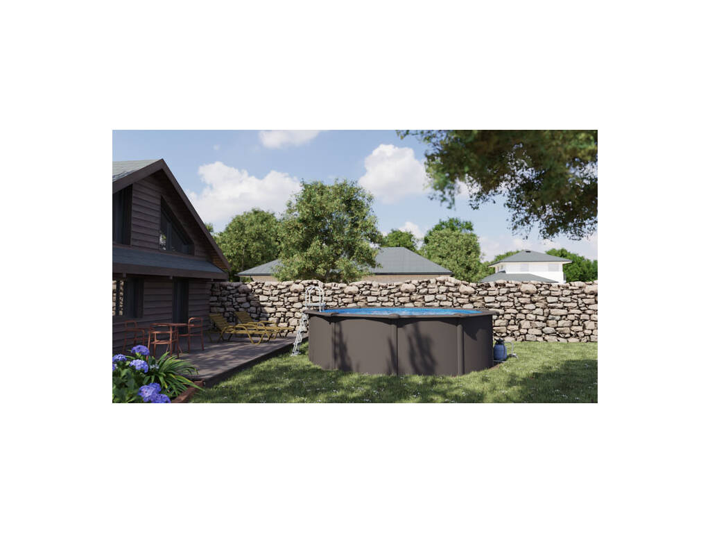 Piscine ronde aspect anthracite 460 x 120 cm Gre KIT460GY