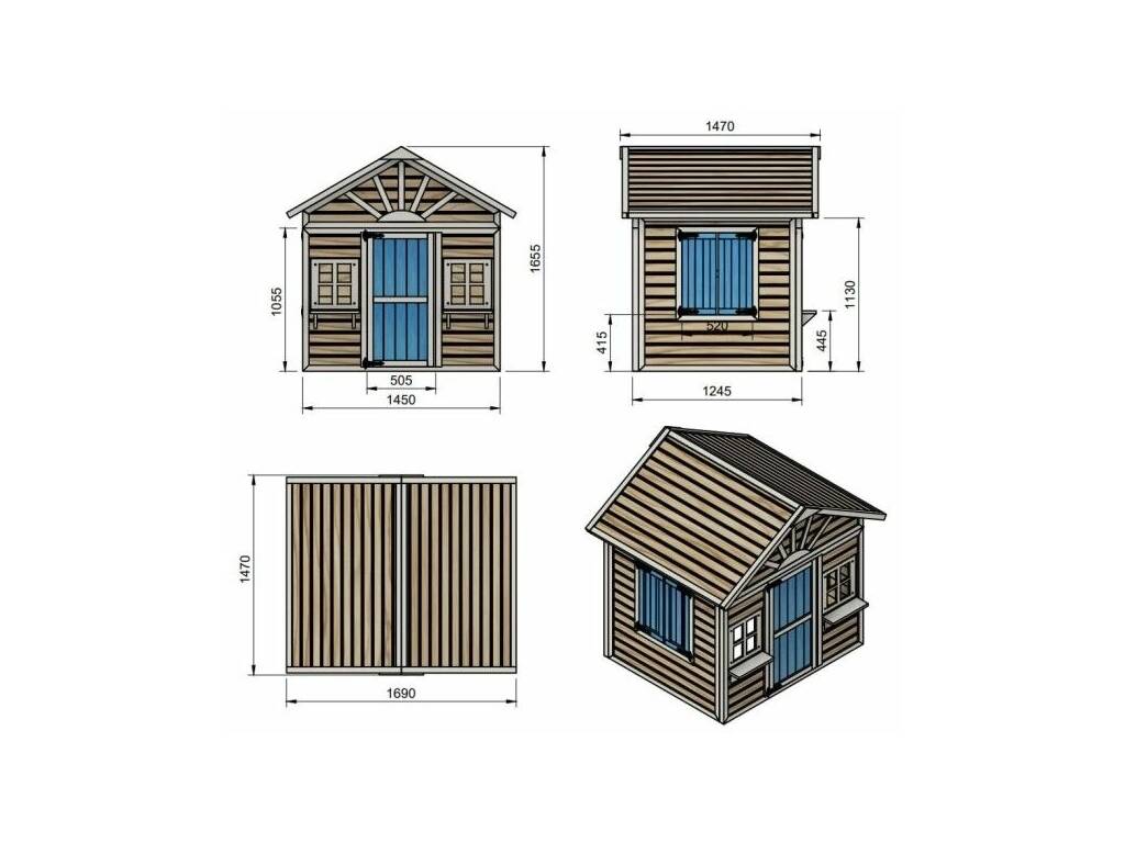 Maisonnette en bois Visby surélevée sur une plateforme de 90 cm, 258 x 200 x 315 cm Masgames MA809599X