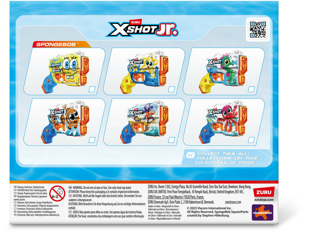 Zuru X-Shot Jr. Bob Esponja Lançador de Água Skins