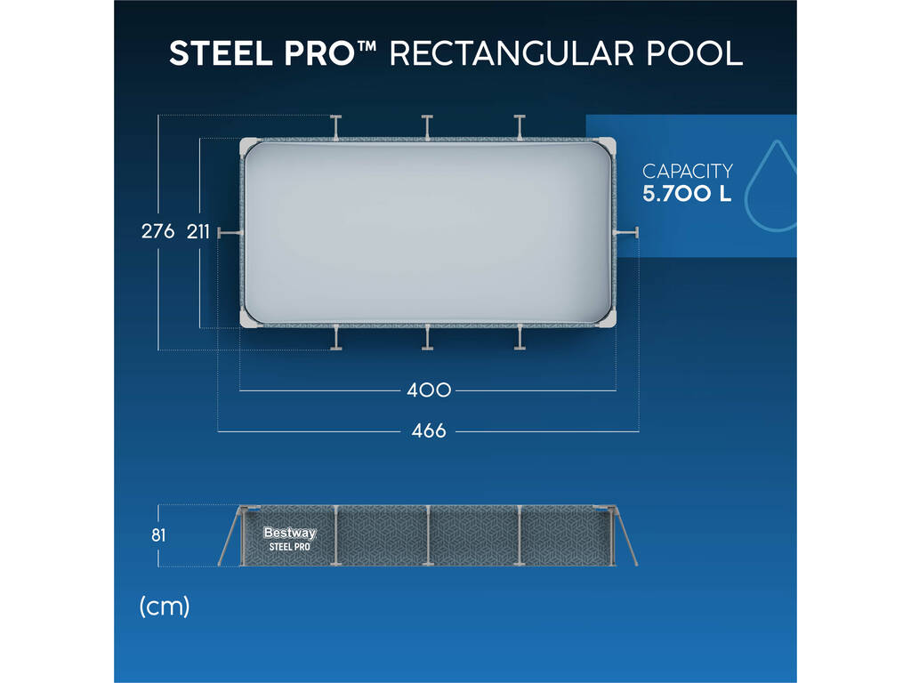 Piscina desmontável 400x211x81 cm.Bestway 56424
