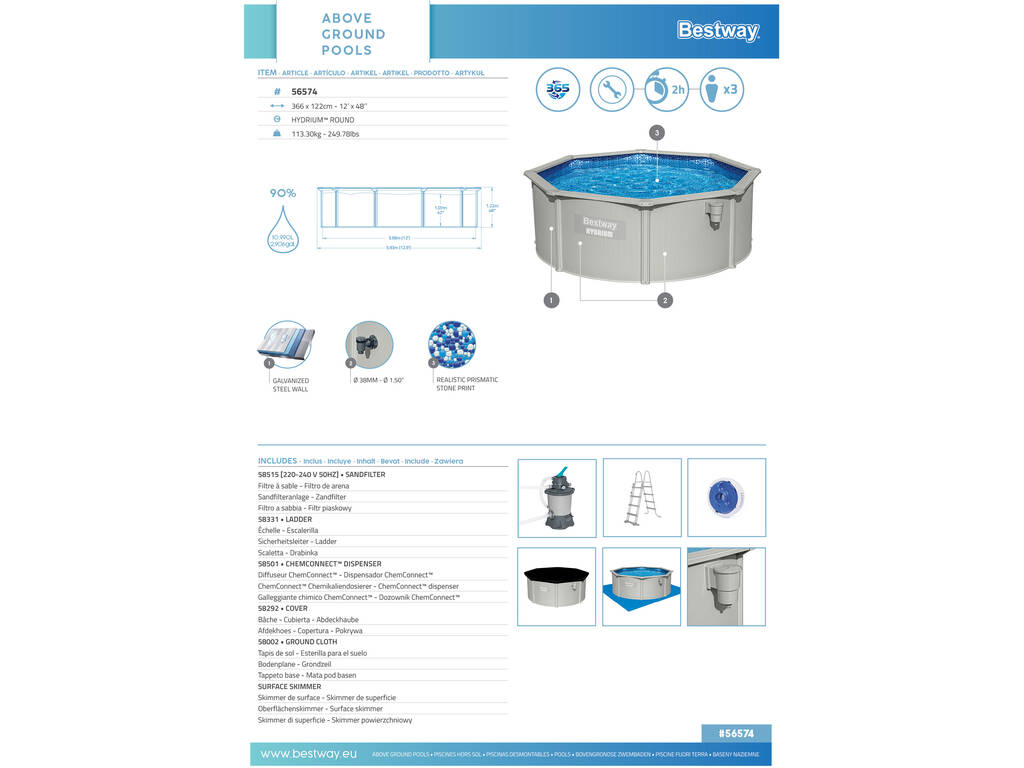 Piscina Fuori Terra Hydrium 360x120 cm Bestway 56574